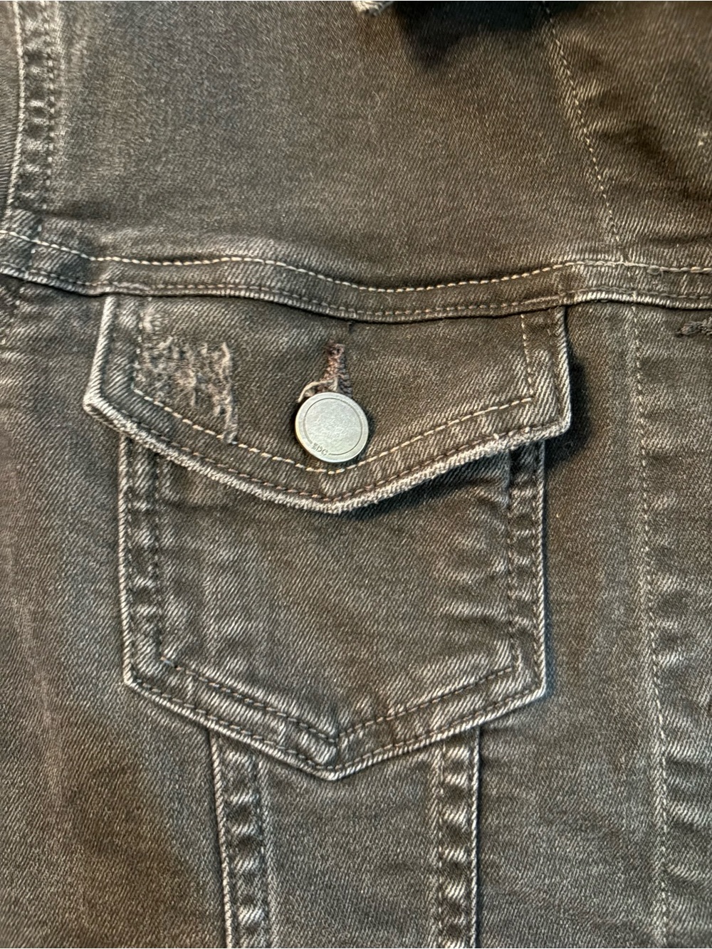 EDC Distressed Black Denim Jacket | Size S - Picture 5 of 13